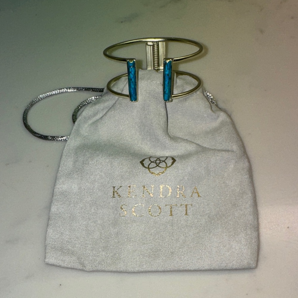 Kendra Scott Turquoise Stone & Gold Open Cuff